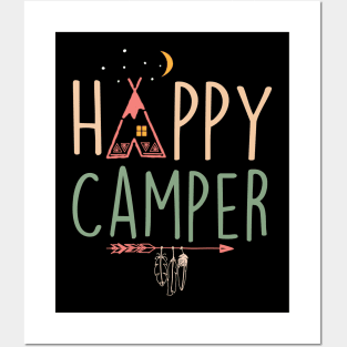 Happy Camper Camping Funny Gift Men Women Posters and Art